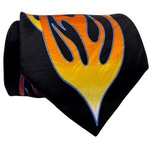 Wild Ties Mens Silk Flame Necktie Motorcycle Hot Rod Rock & Roll Tattoo‎ Art Y2K